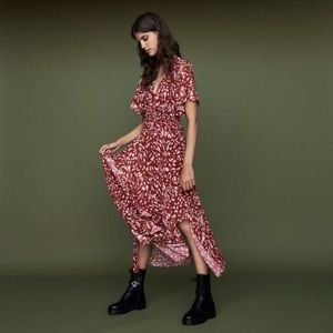 Maje Richelle Asymmetric Hem Maxi Dress S
